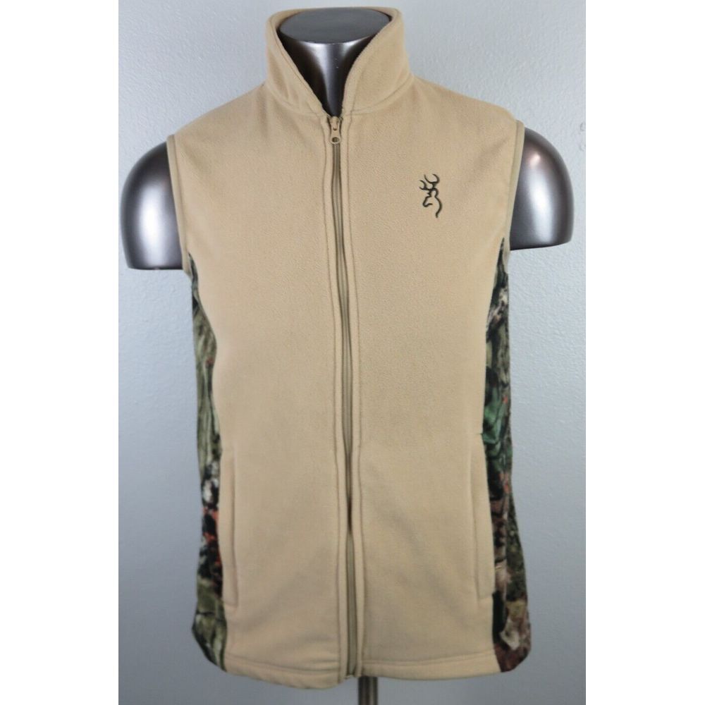Mens Browning Vest Hunting Fishing Outdoors Brown Camo Size S Polyester Fleece